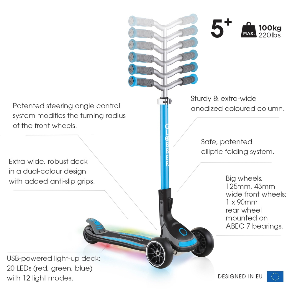 Globber ULTIMUM LIGHTS Himmelblauer Roller