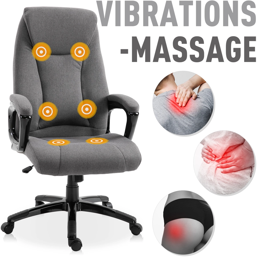 Vinsetto Bürostuhl mit Massagefunktion grau