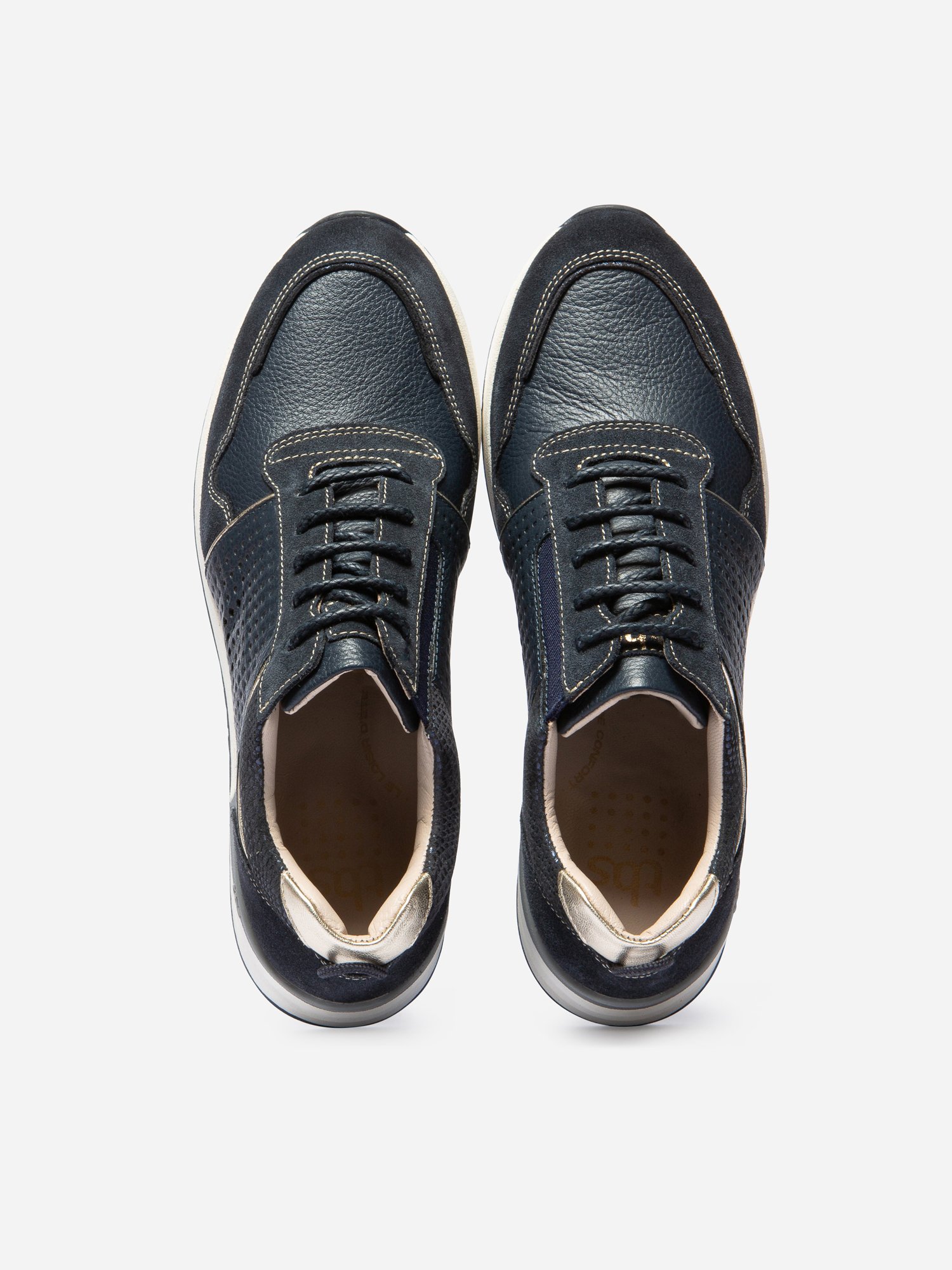 Baskets Compensées Femme Cuir Marine