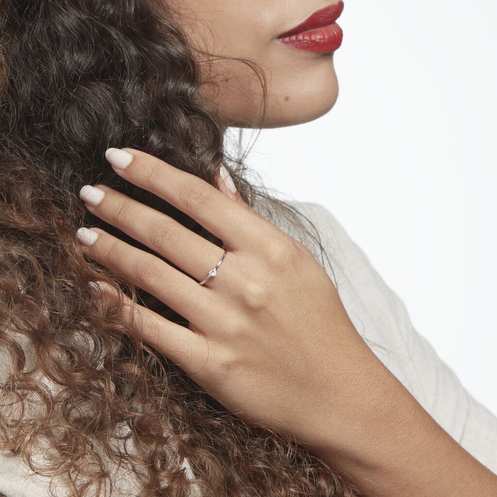 Bague Solitaire Eaque Argent Blanc Oxyde De Zirconium