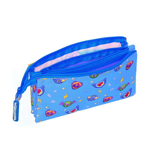 Estojo triplo para lápis Safta Superthings Série 7, 220x30x120 mm, azul/multicolorido