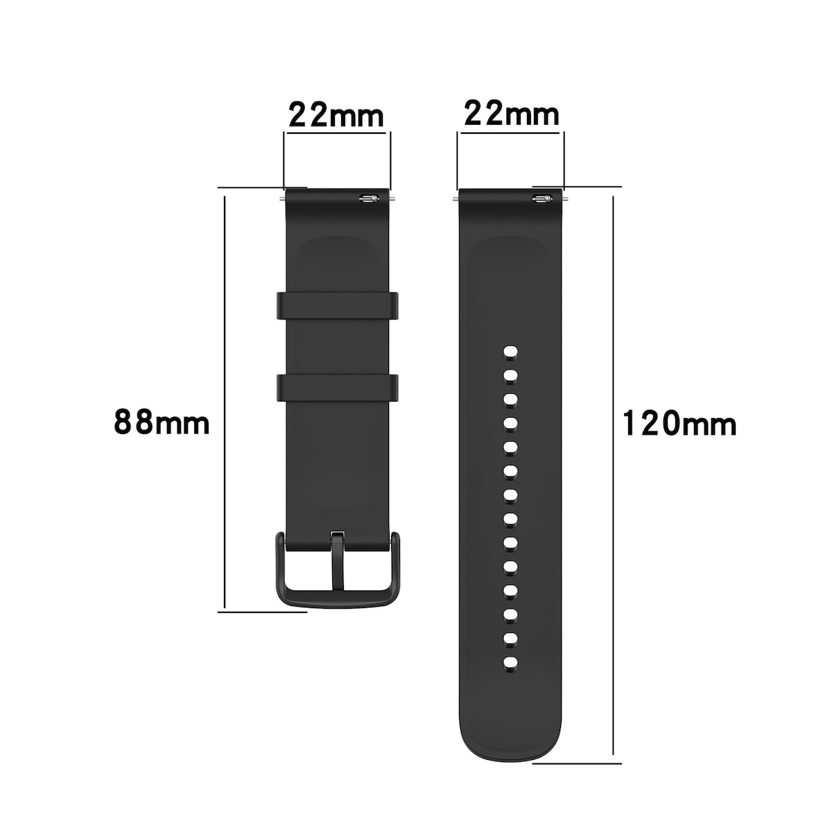 22 mm myke silikonklokkeremmer for Huawei Watch3/GT 2/Samsung Galaxy Watch 3 Sort
