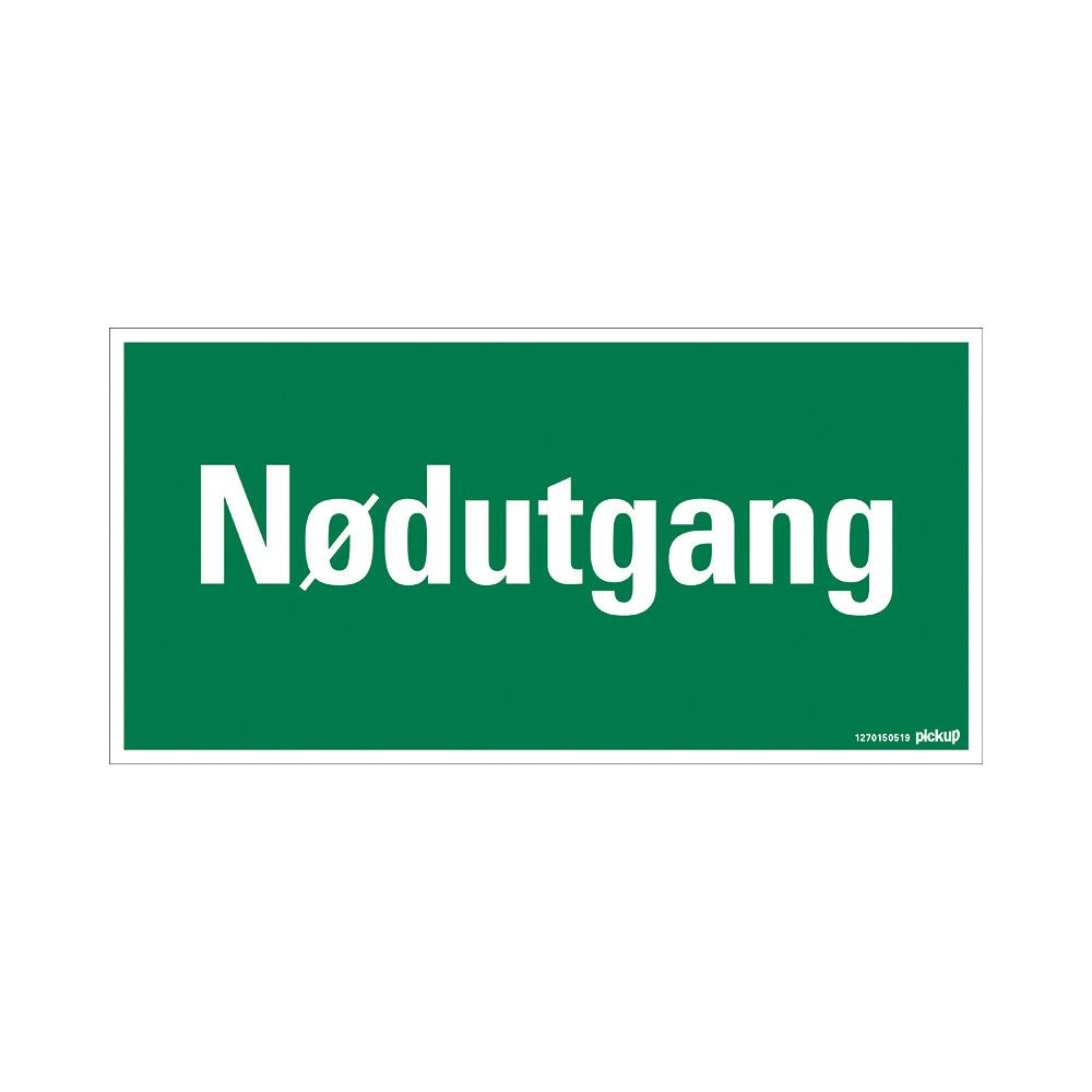 SKILT PICKUP NØDUTGANG 30 X 15 CM