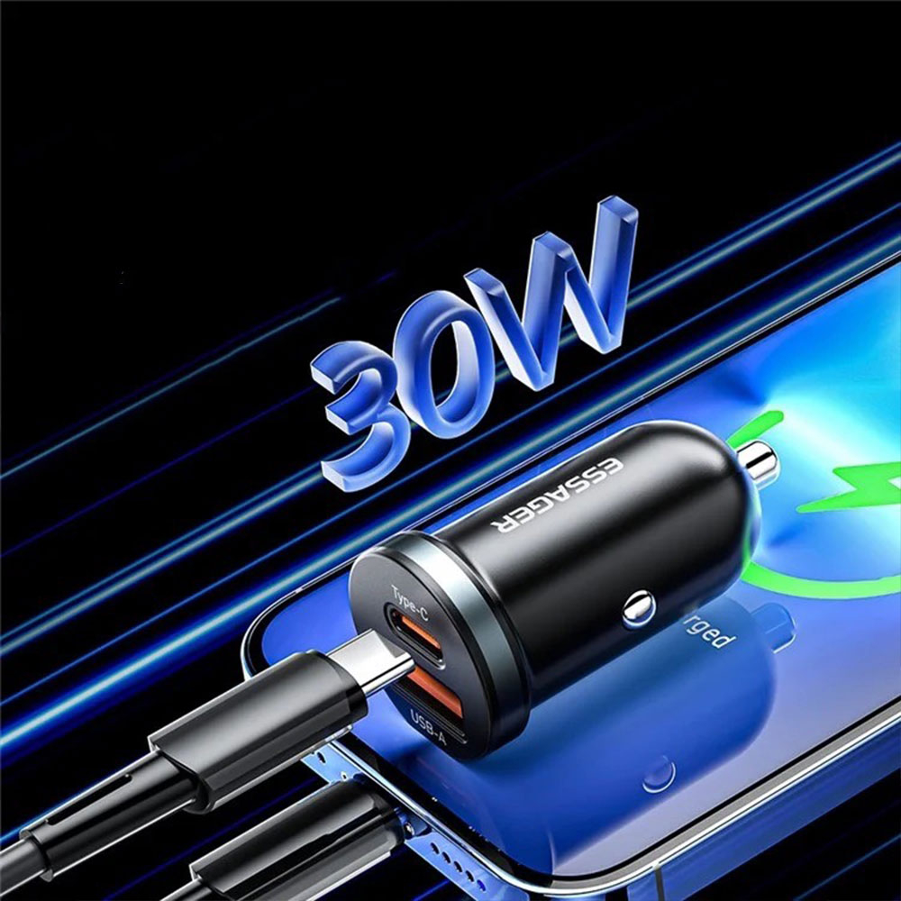 (30W) Universal USB C / USB A Auto KFZ Ladegerät - Schwarz