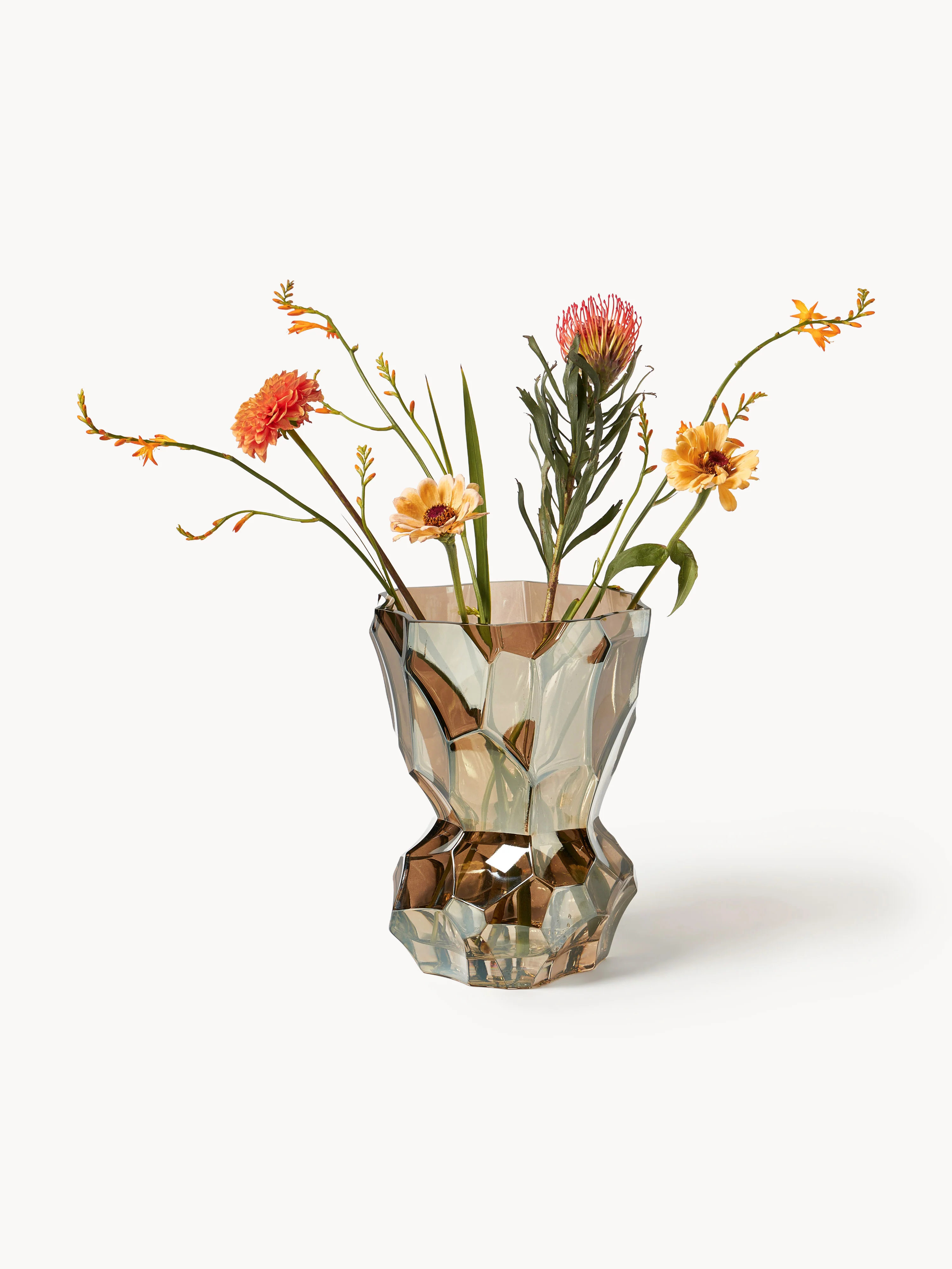 Mondgeblazen glazen vaas Reflection, H 30 cm