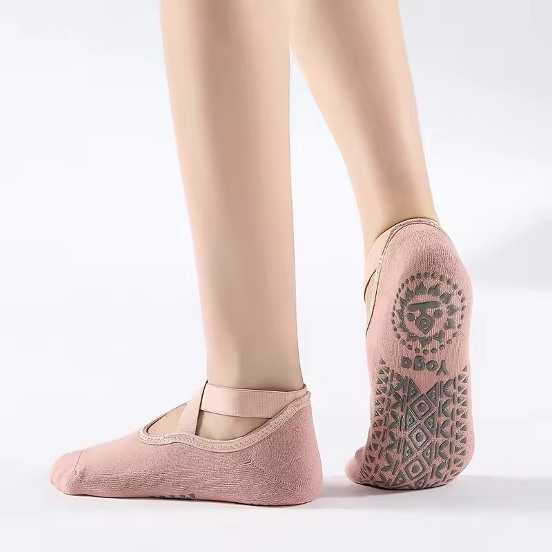 (1 Paar) Anti-Rutsch Pilates Yoga Sport Socken (One Size) - Rosa