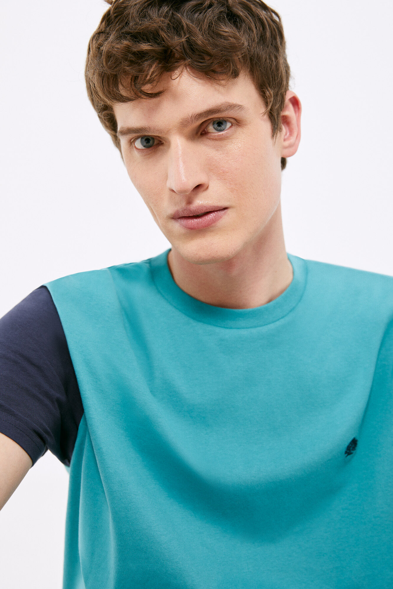 Camiseta color block - turquesa