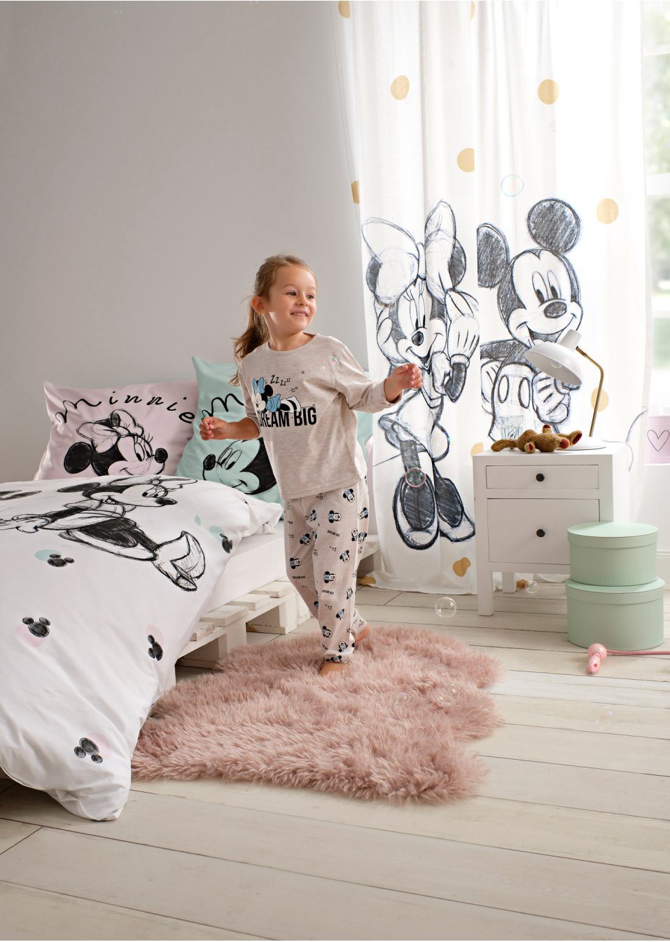 Panneau coton  Minnie and Mickey Mouse (1 pce.)