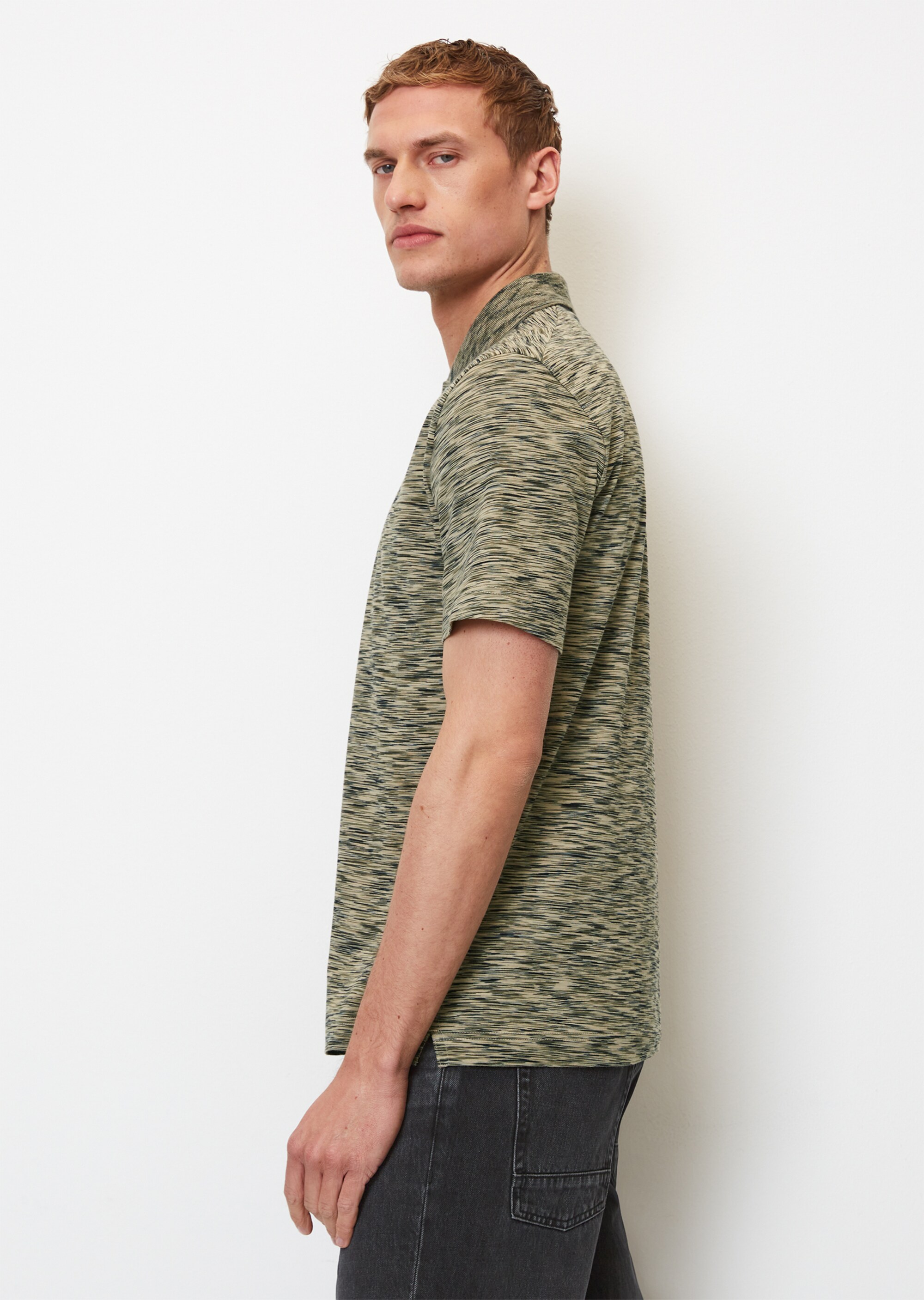 Kurzarm-Poloshirt Jersey regular in mittelschwerer Space-Dye-Jersey-Qualität