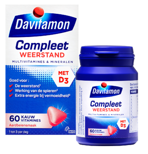 Davitamon Compleet Weerstand Kauwvitamines Aardbei 60TB