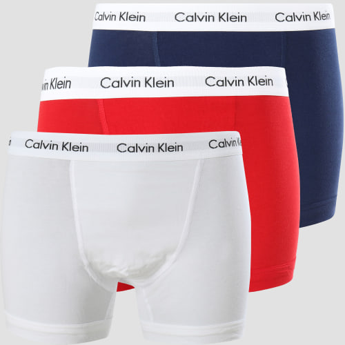 Lot De 3 Boxers Cotton Stretch U2662G Rouge Blanc Bleu Marine