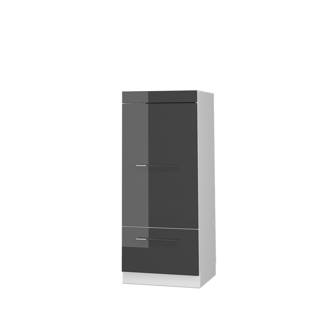 Vicco Mikrowellenumbauschrank Küchenschrank Küchenmöbel Fame-Line Weiß Anthrazit 60 cm modern Hochglanz Küche Einbauküche Blende Hochschrank Schublade Mikrowelle Backofen Küchenzeile
