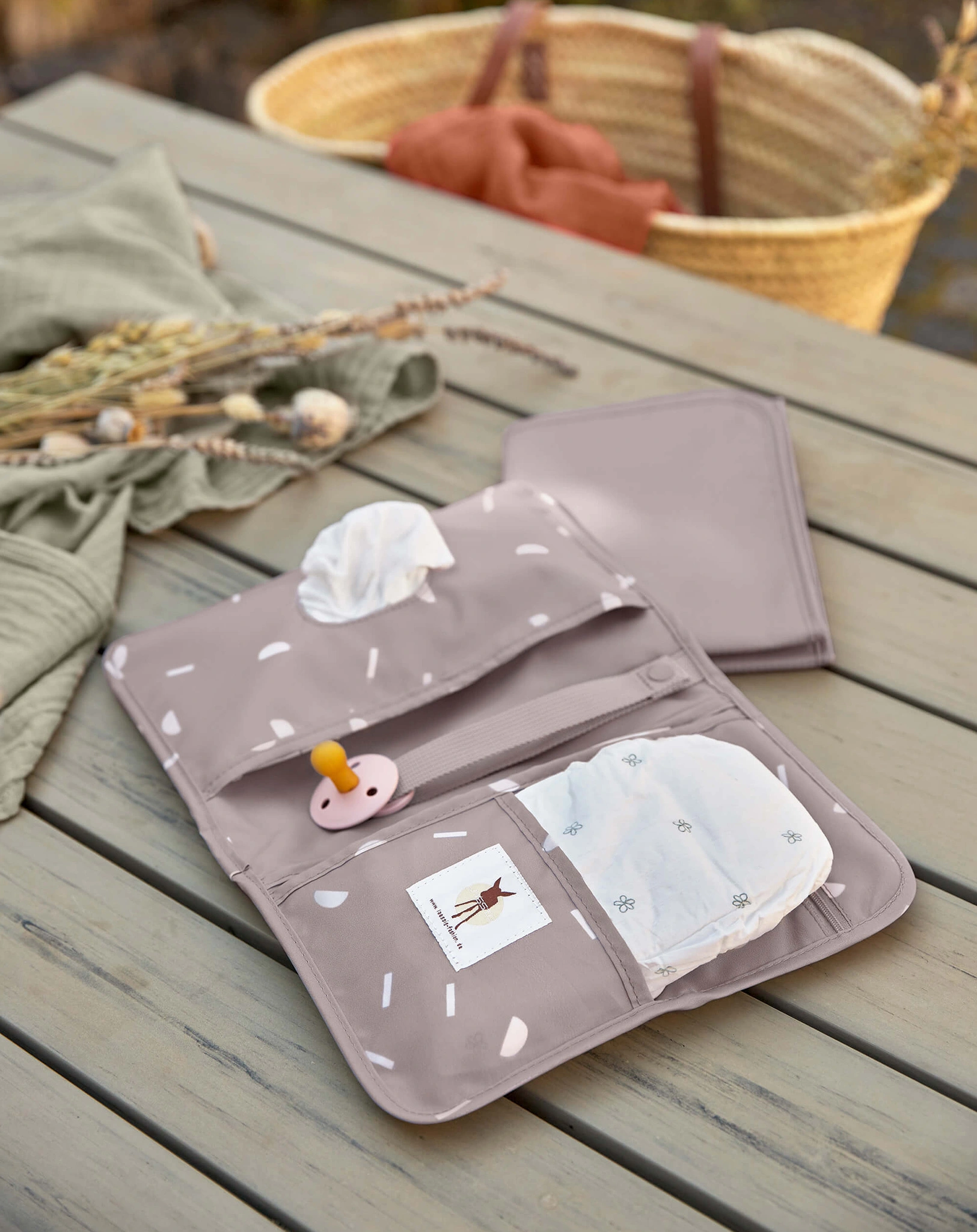 Windeltasche CHANGING PAD - BLOCKS in taupe