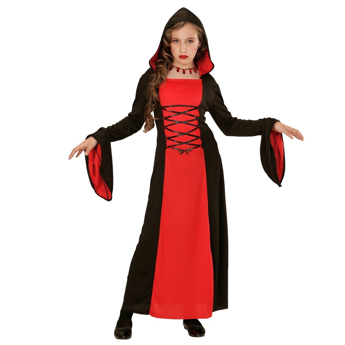 Halloween Jurk Rood Zwart Meisje Gotisch