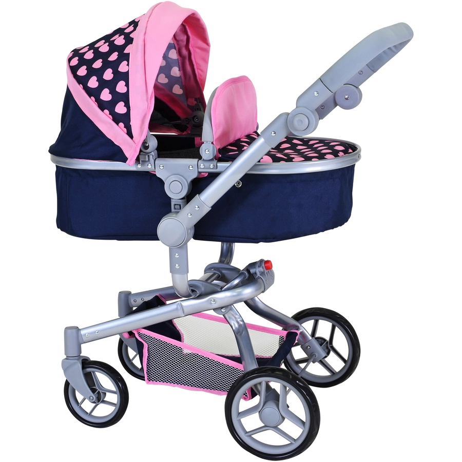 knorr toys® Puppenwagen Boonk - Pink Hearts blau