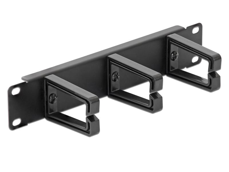 Delock Kabelführungspanel 1HE , Schwarz Delock 10″ Kabelmanagement Panel schwarz