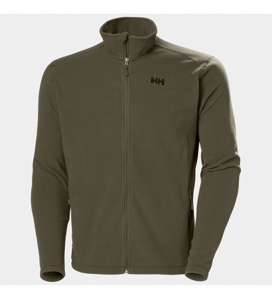 Jaqueta Helly Hansen Daybreaker com forro de lã verde.