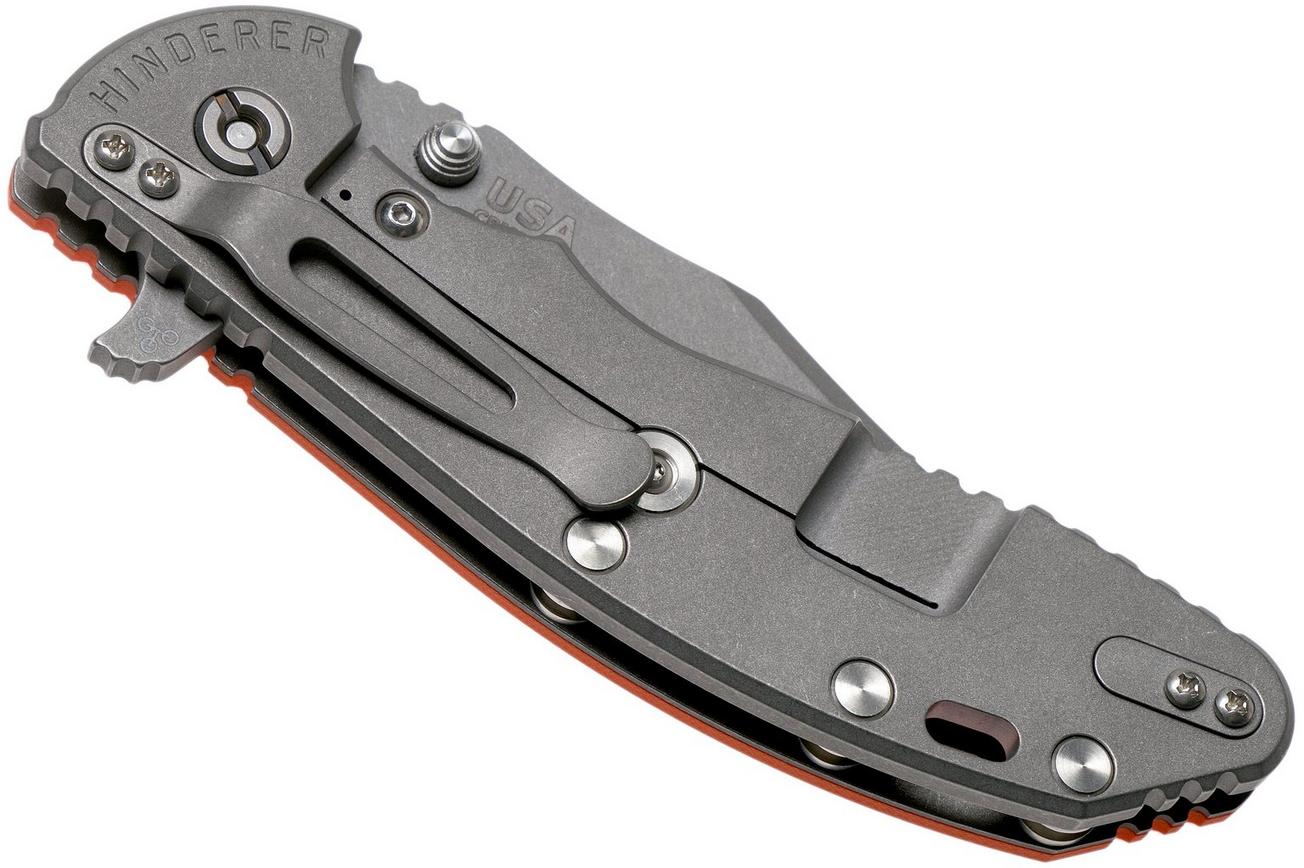 Rick Hinderer XM-24 4” Bowie, CPM 20CV, Working Finish, Orange G10 zakmes