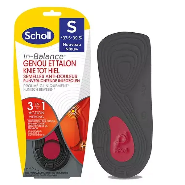 Palmilhas Scholl Expert Support para alívio da dor no joelho e calcanhar, tamanho P