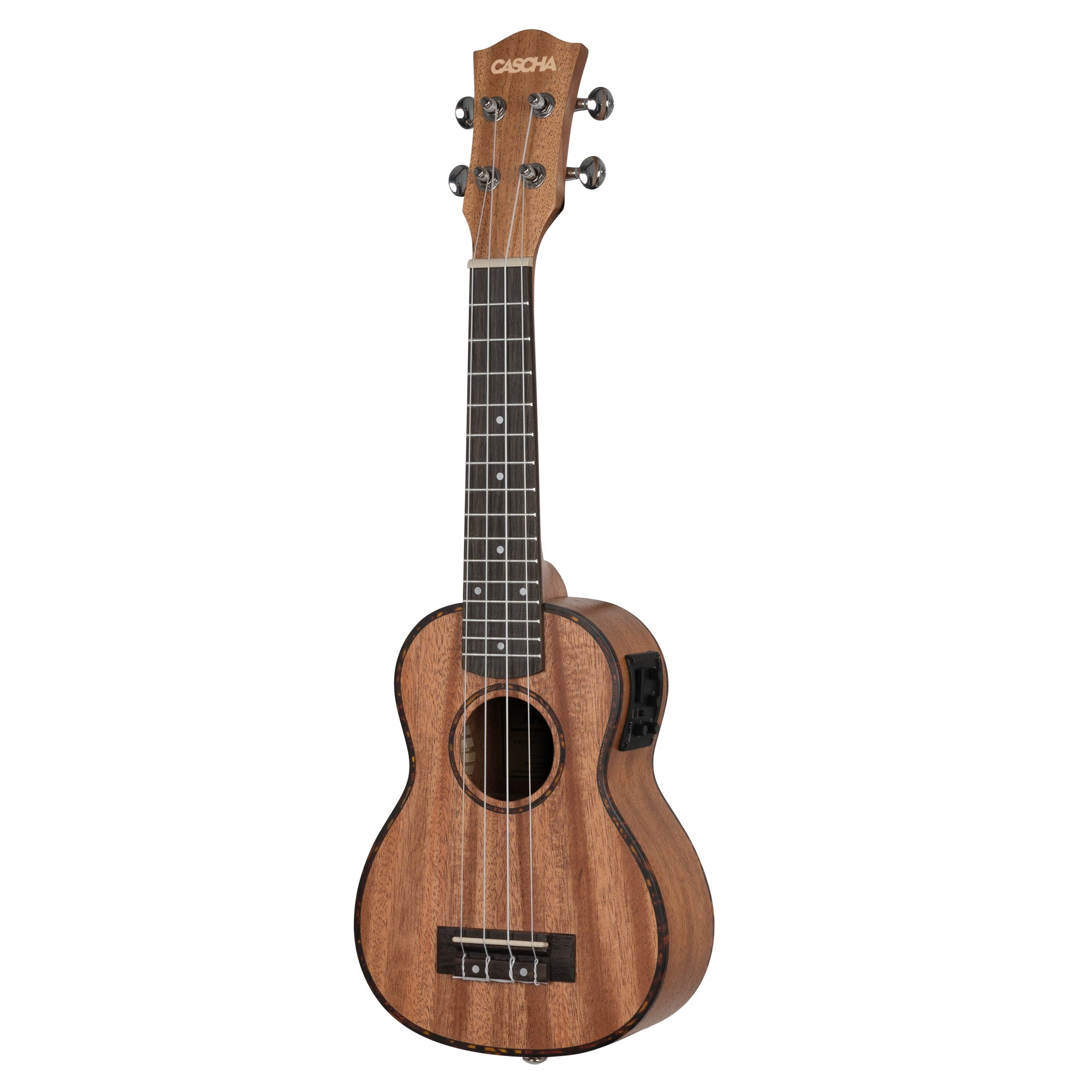 Cascha HH 2026EL sopraan ukelele mahonie met pick-up en gigbag - linkshandig