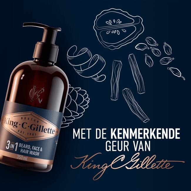 King C. Gillette 3-in-1 Baard En Gezichtsreiniger 350 ML