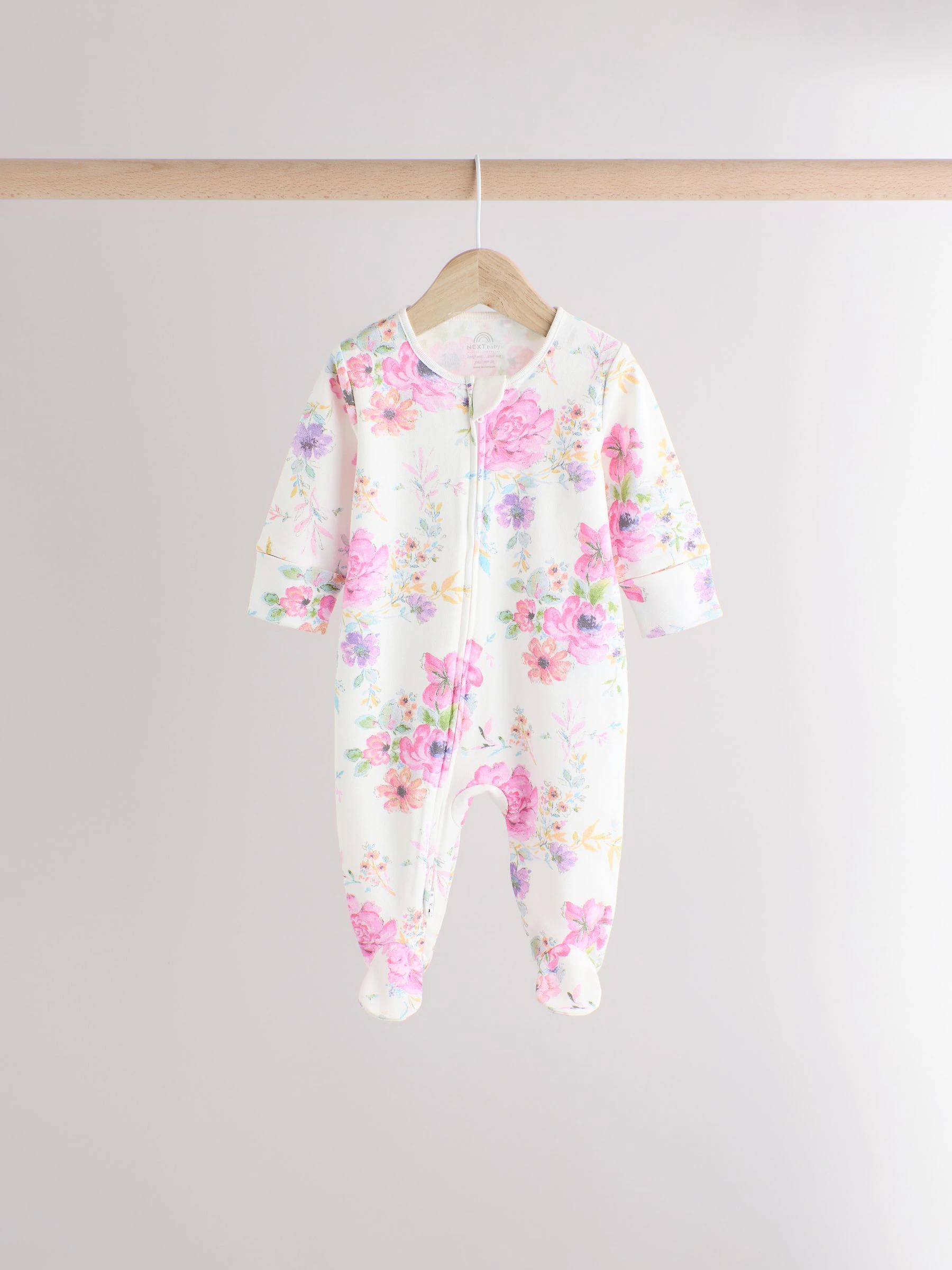 Roze - 3 Pack Baby-pyjama's met tweewegrits (0mnd -2jr)
