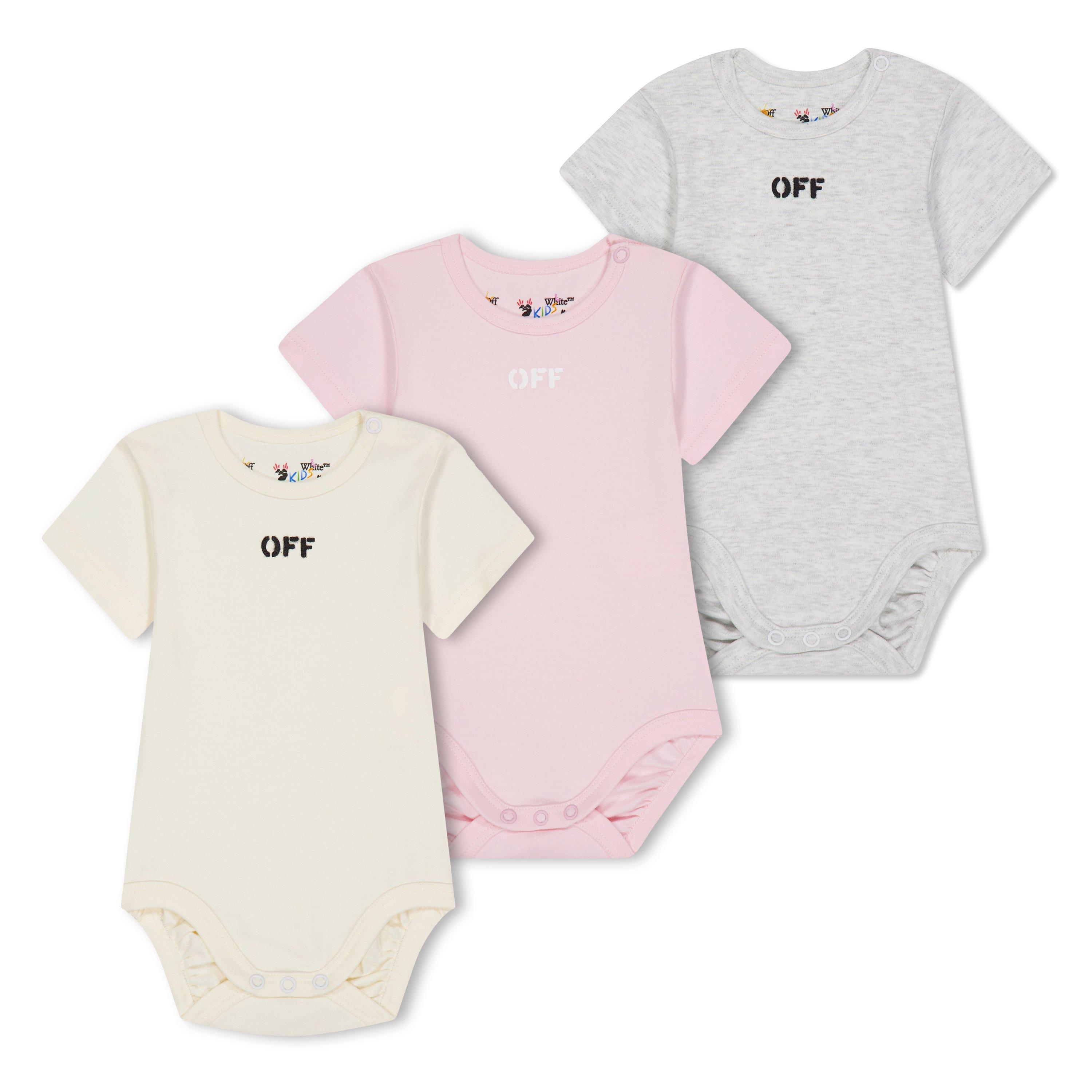 Off White 3 Pack Bodysuit Set Babies