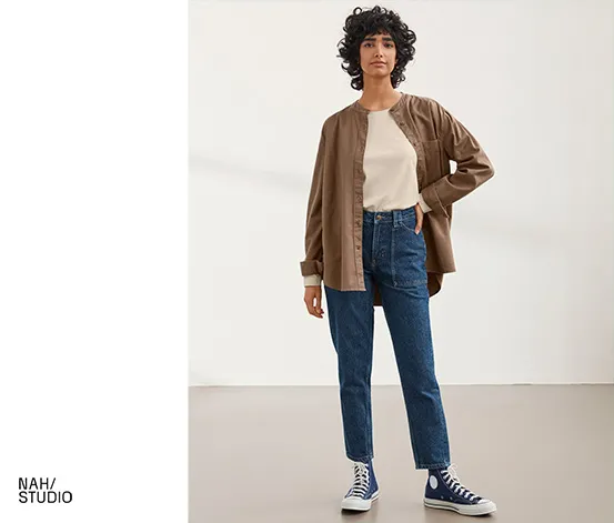 NAH/STUDIO Hemdbluse | nachhaltige Baumwolle, hazelnut
