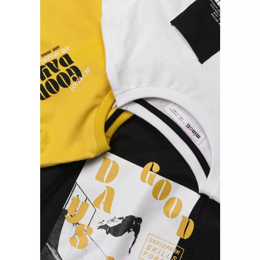 MINOTI 3er-Pack Longsleeves SchwarzWeißGelb