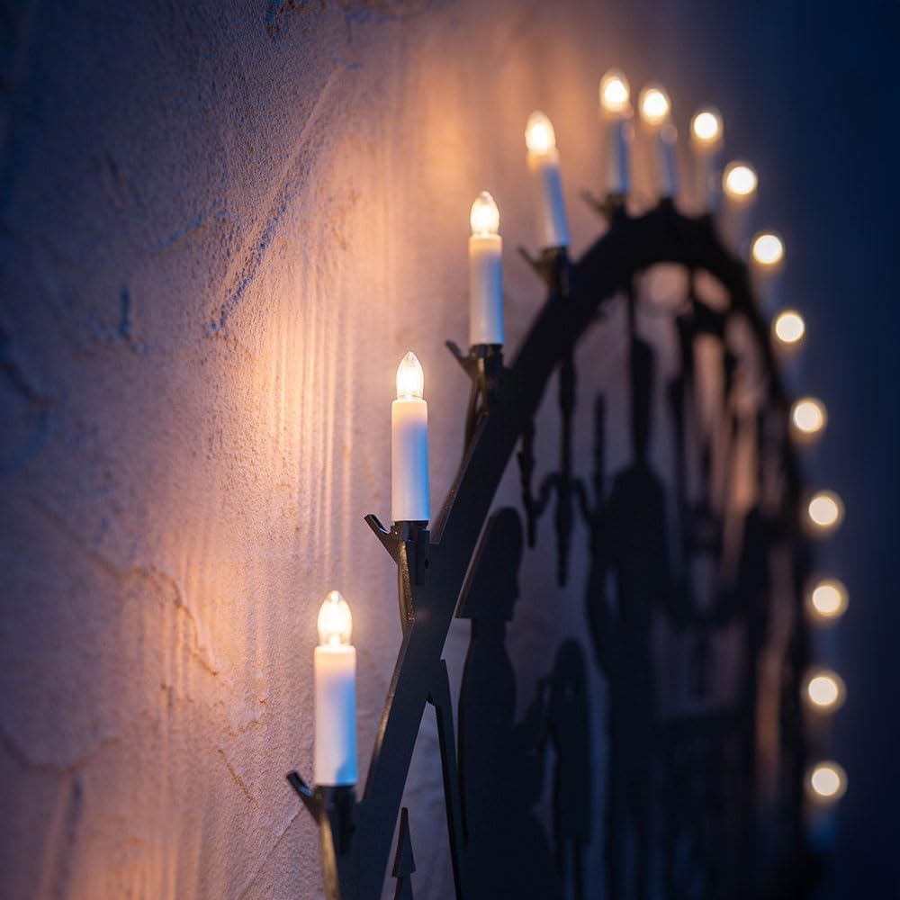 KNOBLOCH Schwibbogen aus Metall Winter-Motiv | XXL für außen oder kleiner für Innen | Schwarz | Outdoor | Weihnachtsdeko für Fenster, Garten und Balkon | Weihnachtsbeleuchtung (150 cm, Bergmann)