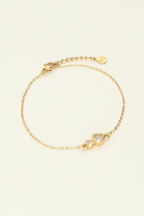 Armband dubbel strass hartje