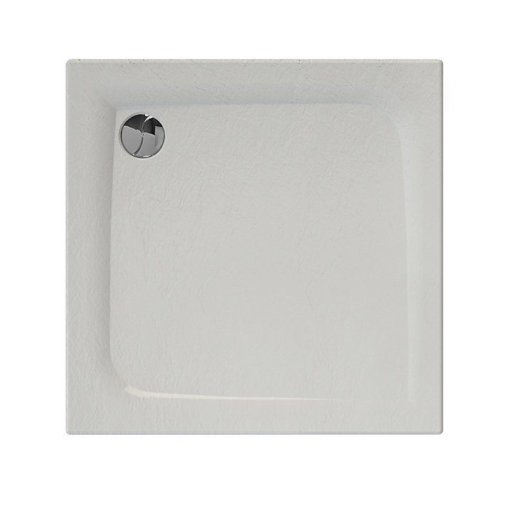 Receveur de douche carré 90x90cm, blanc mat effet pierre, Allibert Mooneo