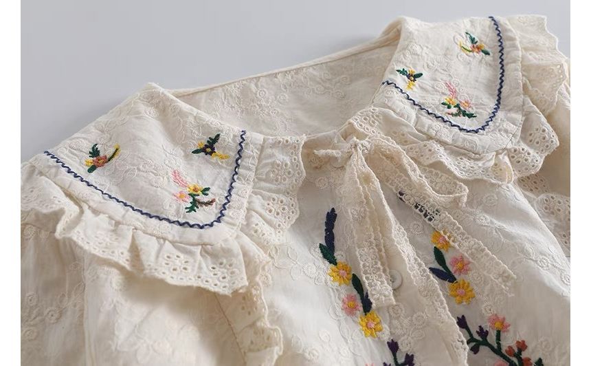 Santeh - Blouse met kraag en geborduurde bloemen