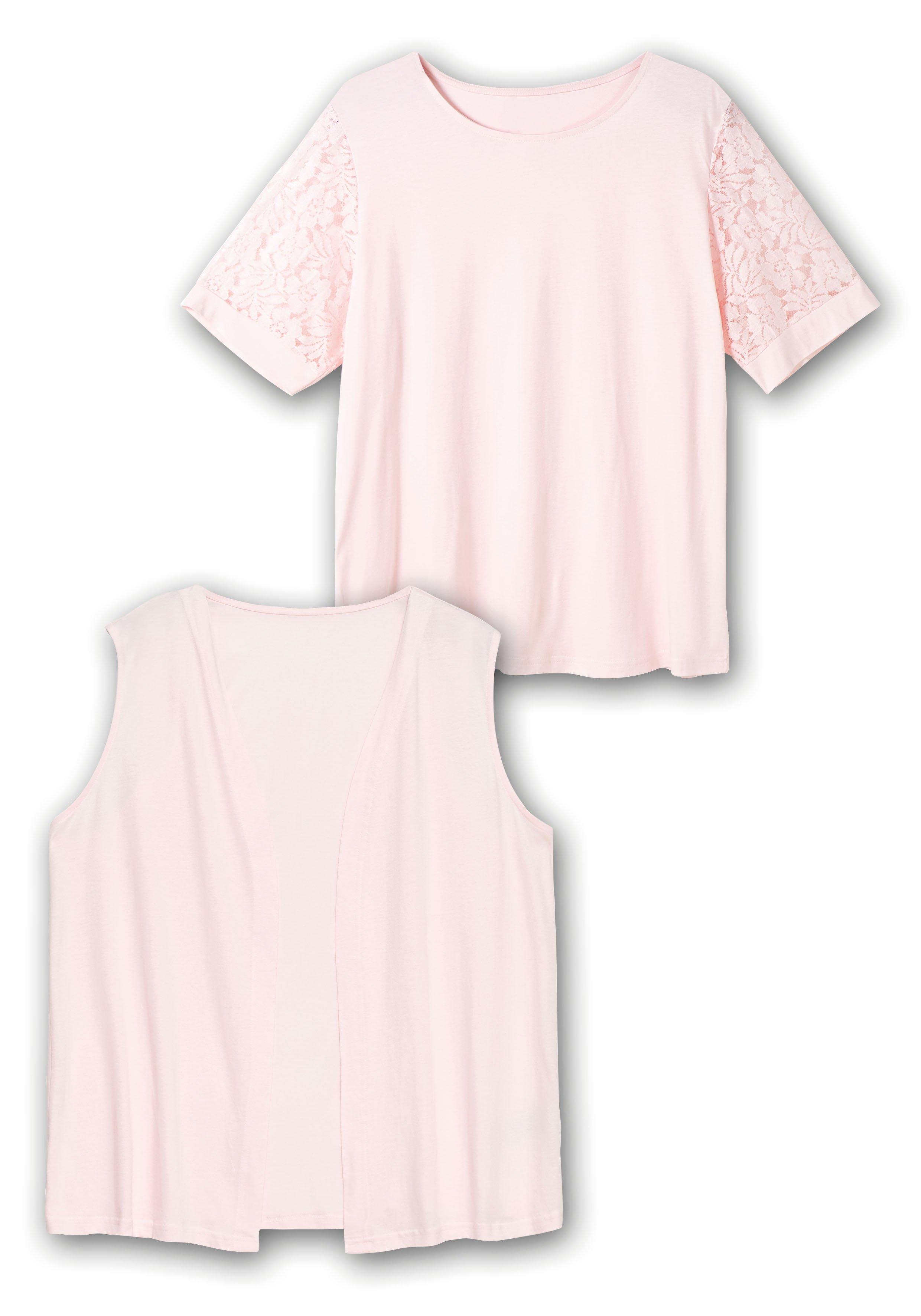 Set aus Spitzenshirt und Weste