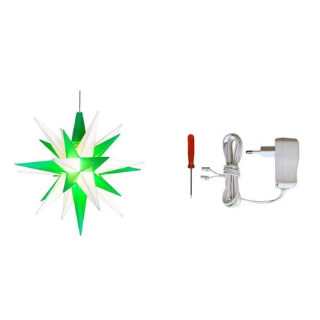 Herrnhuter Sterne Innenstern A1e grün/weiß (13cm) 1 Stern LED inklusive Netzteil
