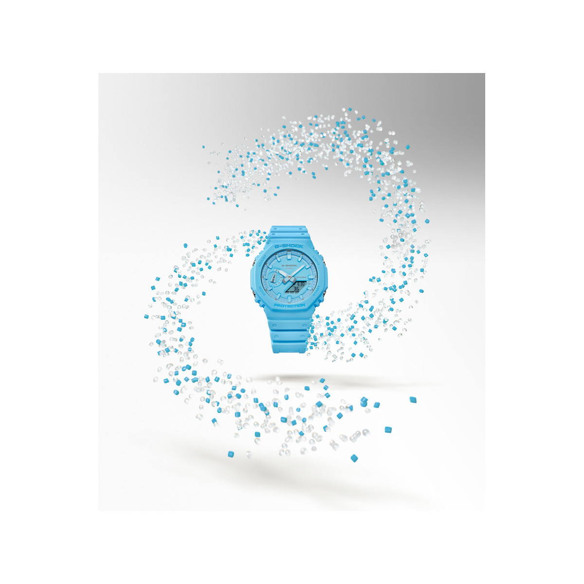 Montre CASIO G-SHOCK homme bracelet résine bleu clair