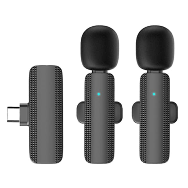 Trådløs Lavalier Lapel Microphone & Receiver til USB-C 2 +1
