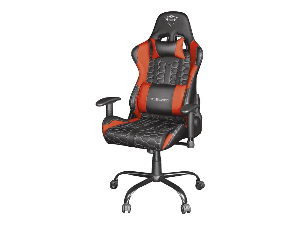 Trust Gaming GXT 708R Resto - Spillestol - ergonomisk - armstøtter - vippe - drejeled - metalramme, polyuretan-læder, elastisk stof - rød