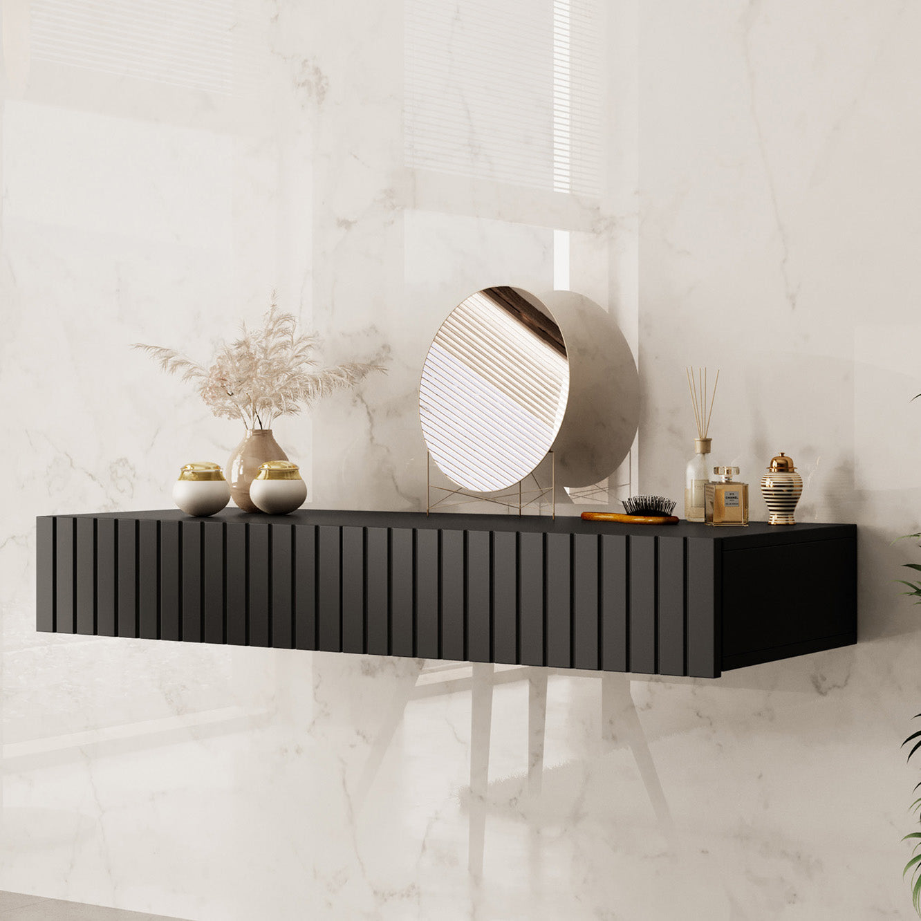 Meubella - Kaptafel King - Mat Zwart - 100 cm