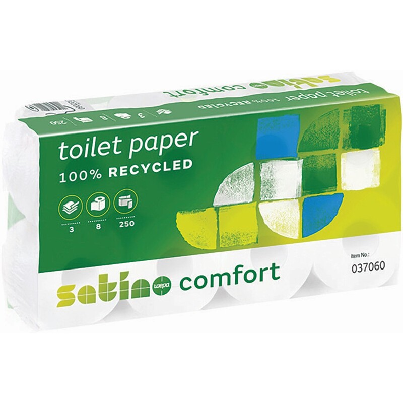 Satino Toilettenpapier Comfort, Recycling, 3-lagig, 8 Rollen