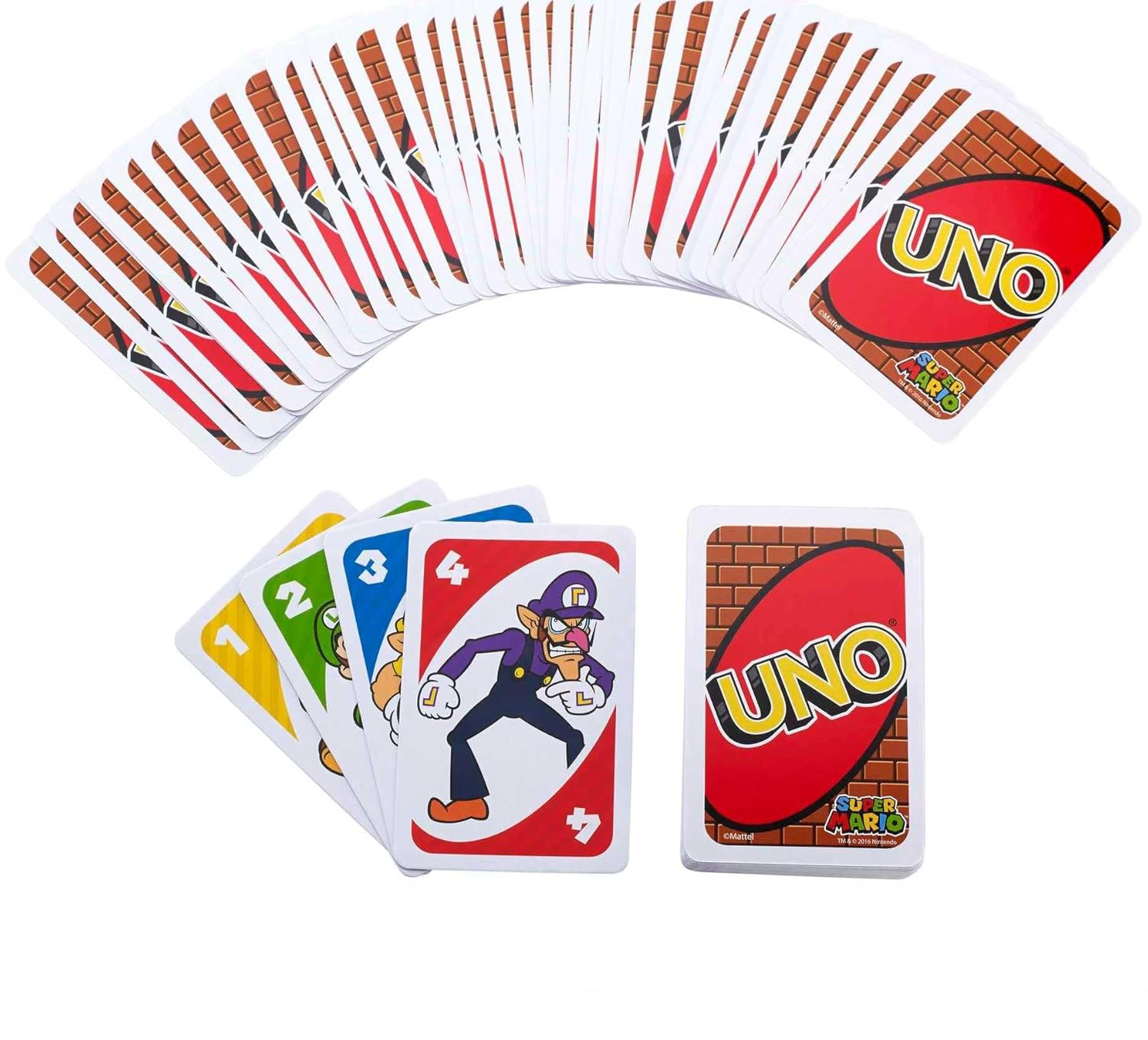 UNO Super Mario Kartenspiel Gesellschaftsspiel mit Unbesiegbarkeits Karte für Familien / Kinder (DRD00) Lizenziert