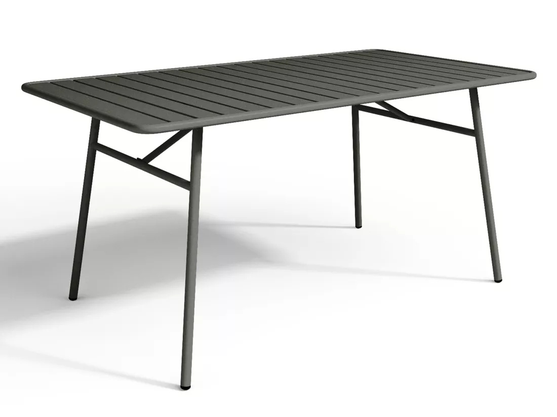 Salle à manger de jardin en métal - une table L.160 cm et 4 chaises empilables - Gris anthracite - MIRMANDE de MYLIA