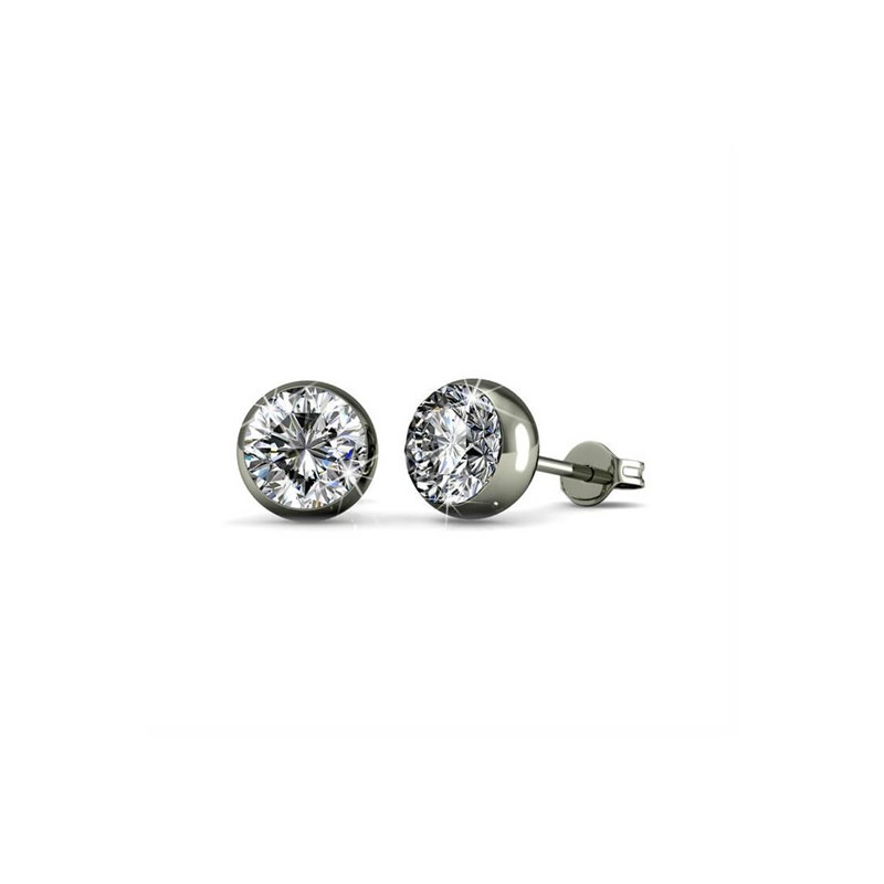 Boucles d'oreilles Moon - Argenté et Cristal