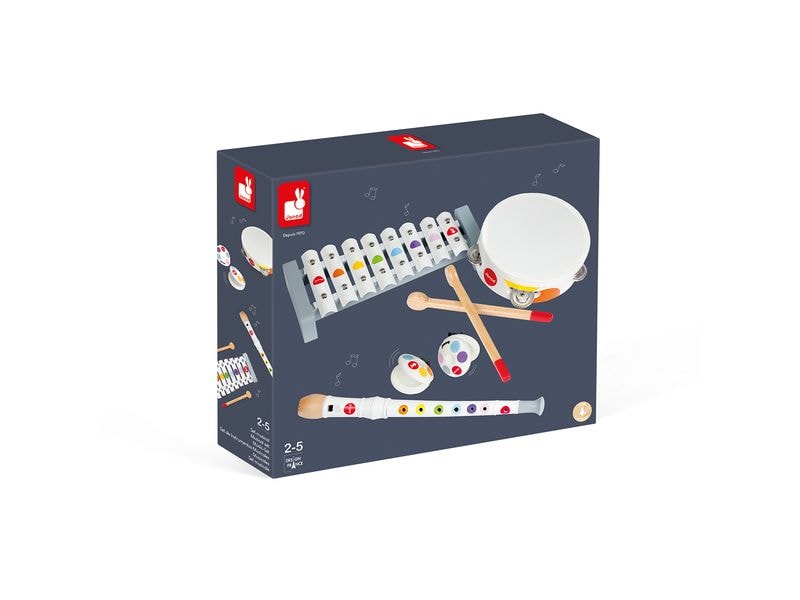 Janod Musikinstrument Musik-Set Konfetti 4-teilig Spielzeuginstrumente für Kinder