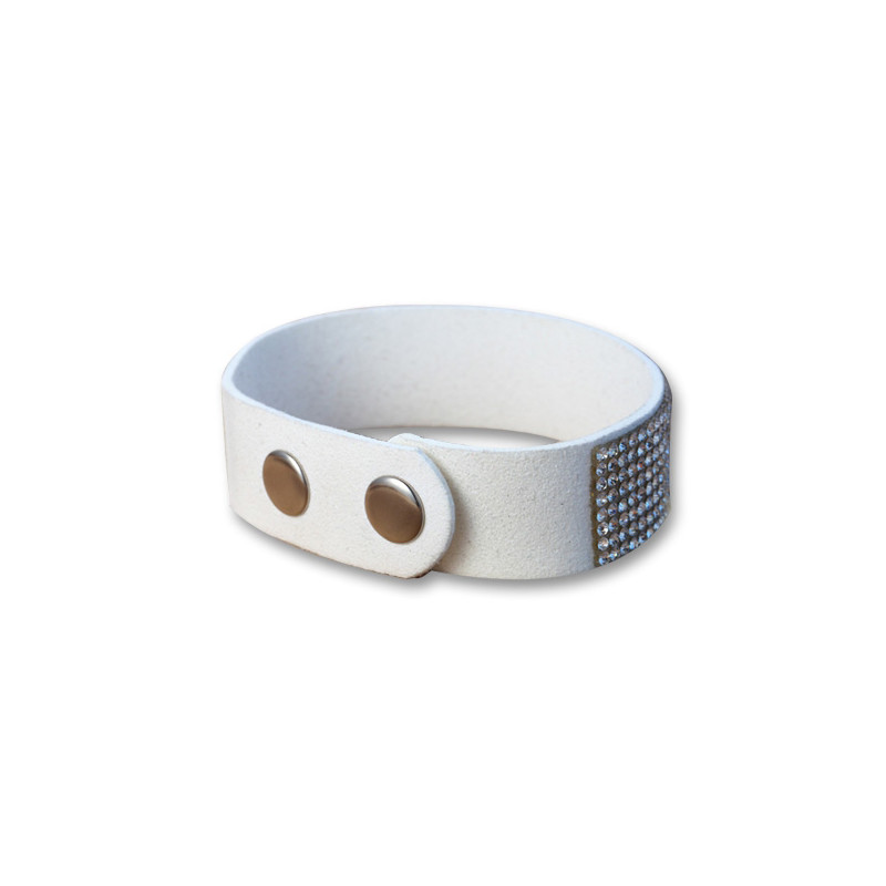 Bracelet Cuir Blanc orné deCristaux Blancs de Swarovski
