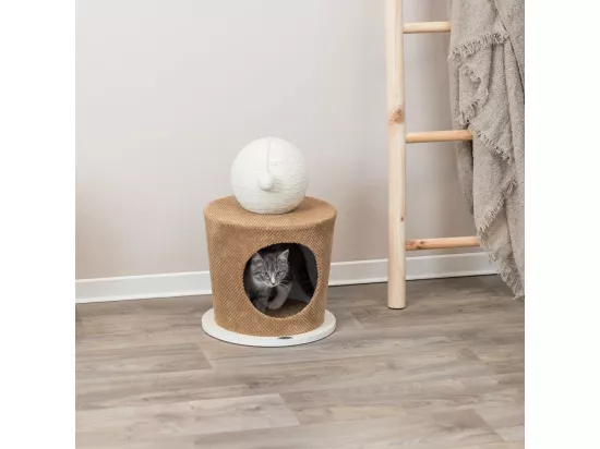 Grotte pour chat avec balle à gratter 36x50 cm Taupe