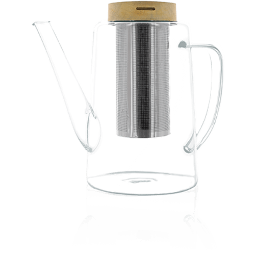 Théière en verre 1,2L avec filtre en inox et couvercle en bois-OGO - Gustave
