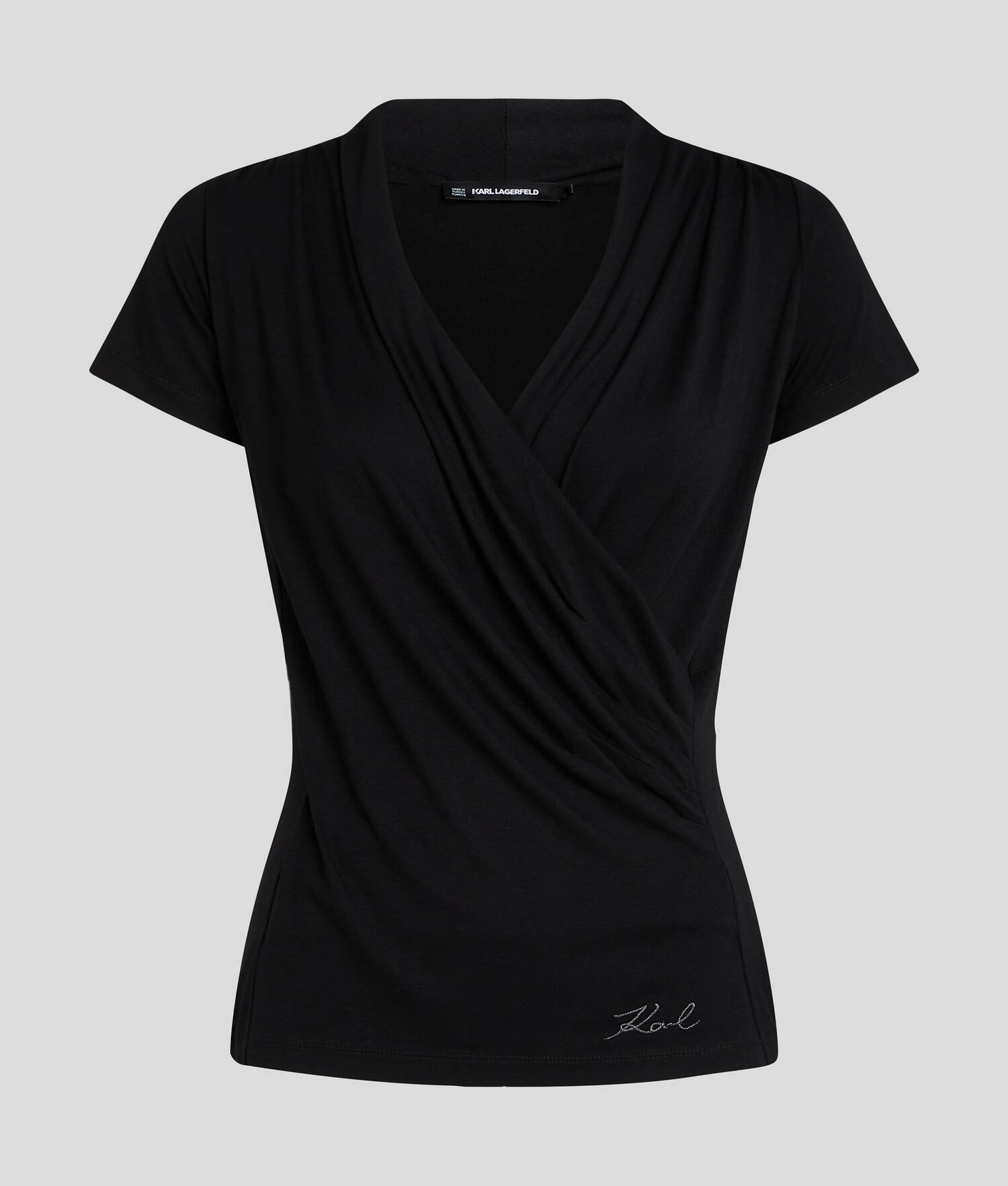 T-SHIRT À COL EN V - Noir
