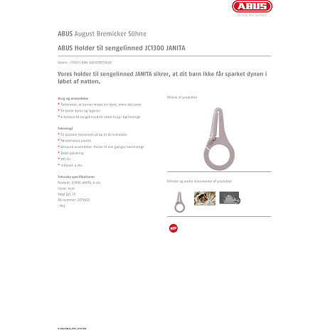 Abus JANITA-klemme til sengelinned