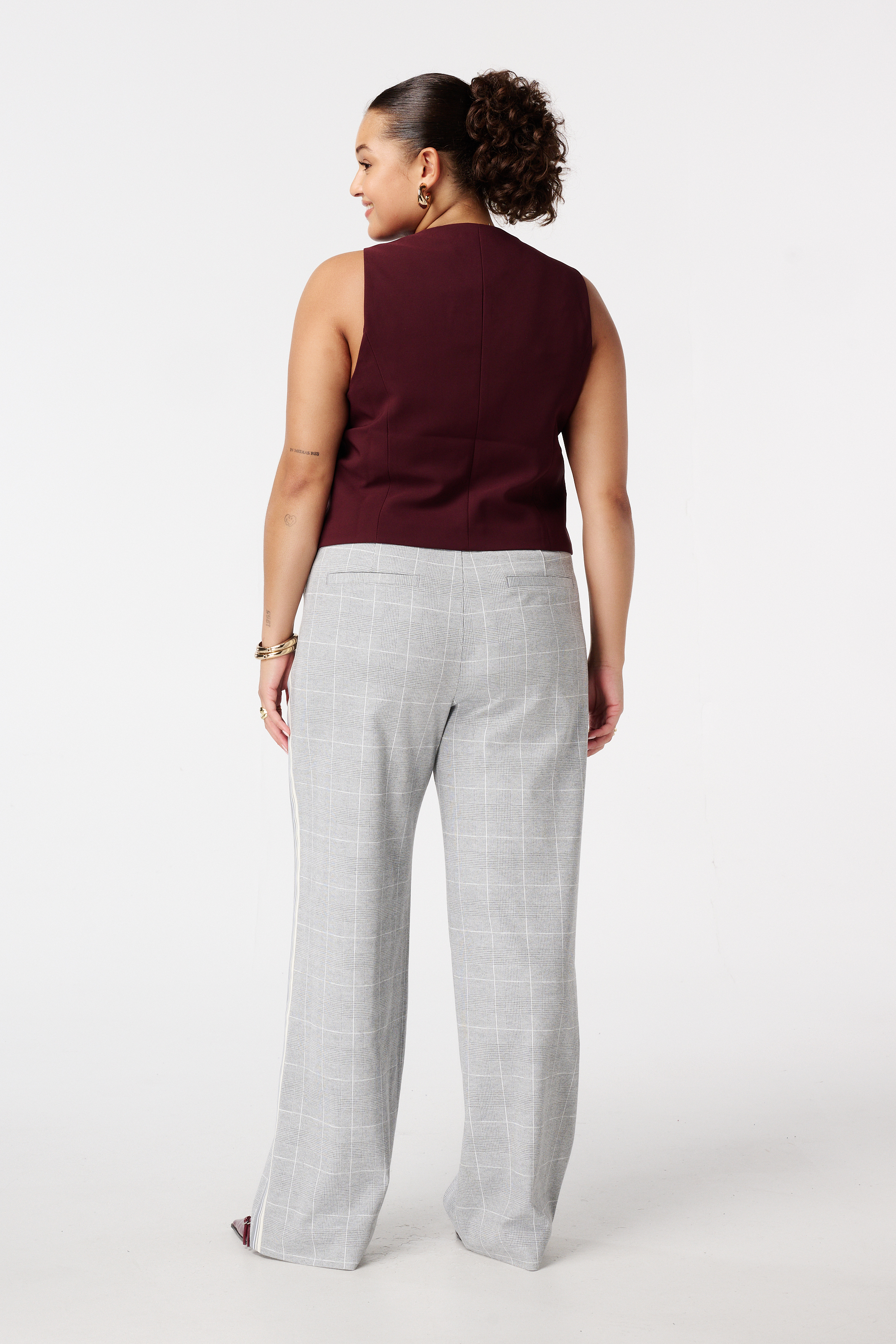 Geruite wide-leg pantalon Multi Grijs-Zwart